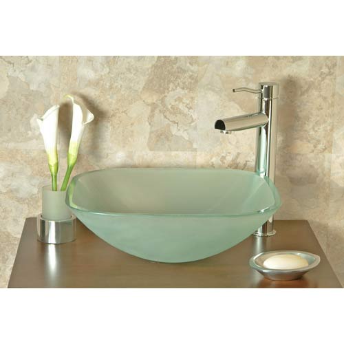 frosted glass vessel sink