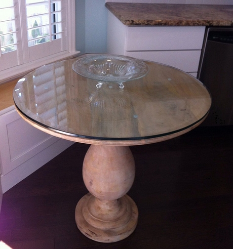 Custom glass-topped table