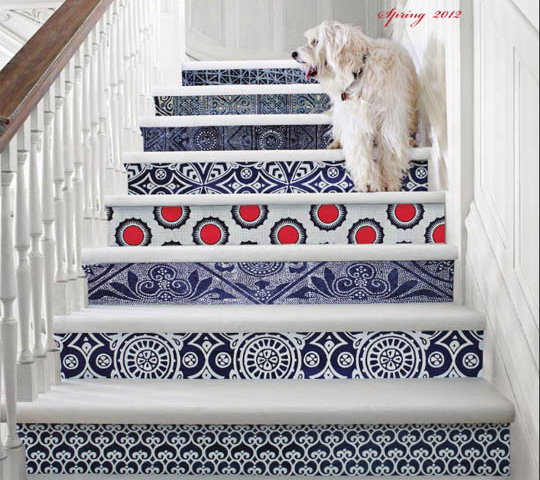 wallpaper on stairs